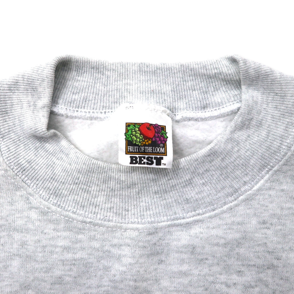 FRUIT OF THE LOOM 90's BEST Print Sweatshirt L Gray Cotton Brushed Back Ranger BOAT