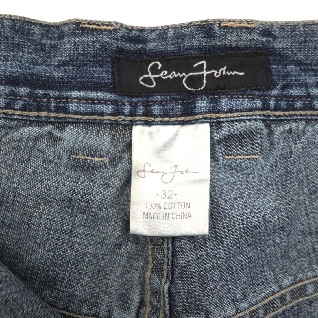Sean John Double Knee Baggy Denim Pants Jeans L Indigo Wide