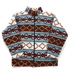 Made in France 90s Shinning All-Over Print Fleece Jacket L Brown Blue B.AZOULAY