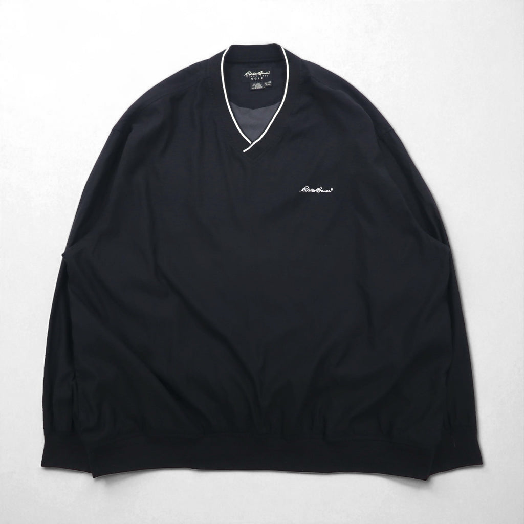 Eddie Bauer ピステ プルオーバー ナイロンジャケット XL ブラック ポリエステル 撥水 ワンポイントロゴ刺繍