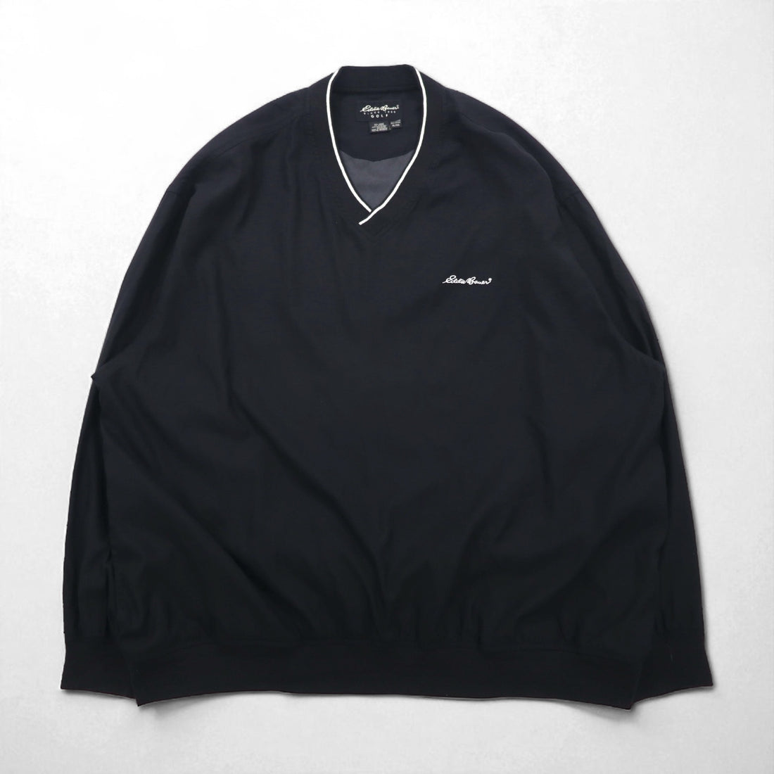 Eddie Bauer ピステ プルオーバー ナイロンジャケット XL ブラック ポリエステル 撥水 ワンポイントロゴ刺繍
