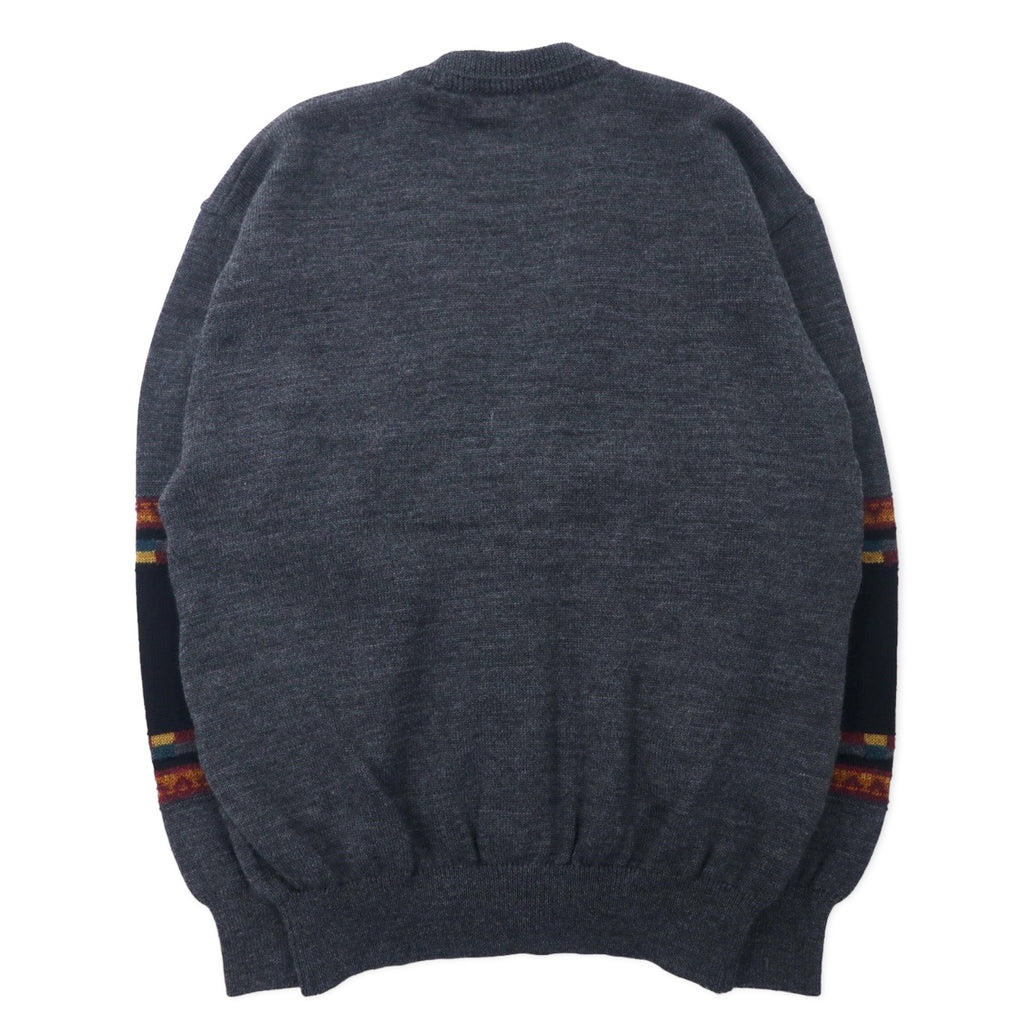 PARIS Retro Knit Cardigan M Gray Wool Made in Japan