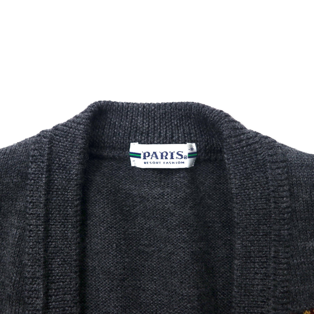PARIS Retro Knit Cardigan M Gray Wool Made in Japan
