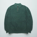 L.L.Bean Half-Button Cotton Knit Sweater, Size 2XL, Green, Ribbed Knit, FKQ7