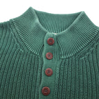 L.L.Bean Half-Button Cotton Knit Sweater, Size 2XL, Green, Ribbed Knit, FKQ7