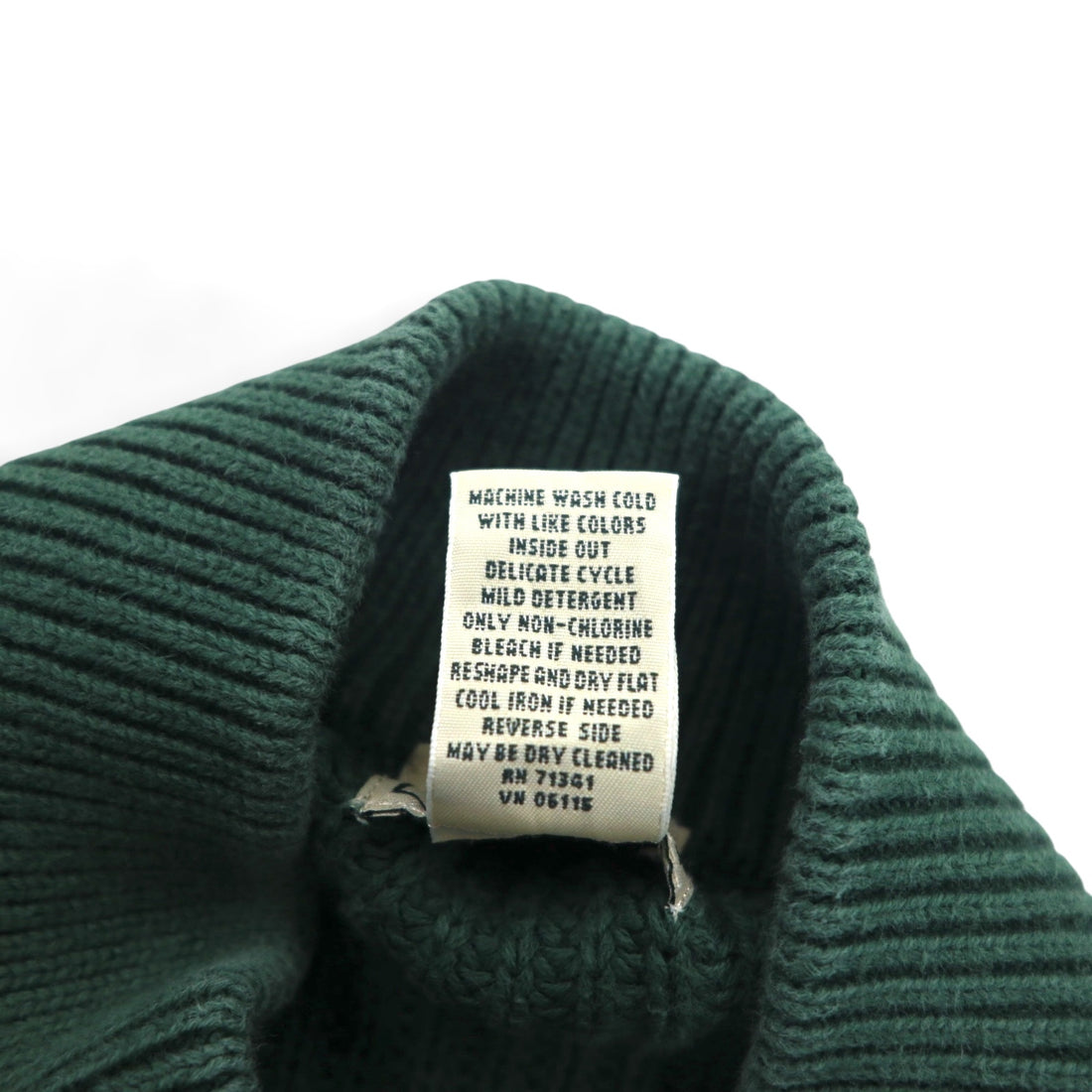 L.L.Bean Half-Button Cotton Knit Sweater, Size 2XL, Green, Ribbed Knit, FKQ7