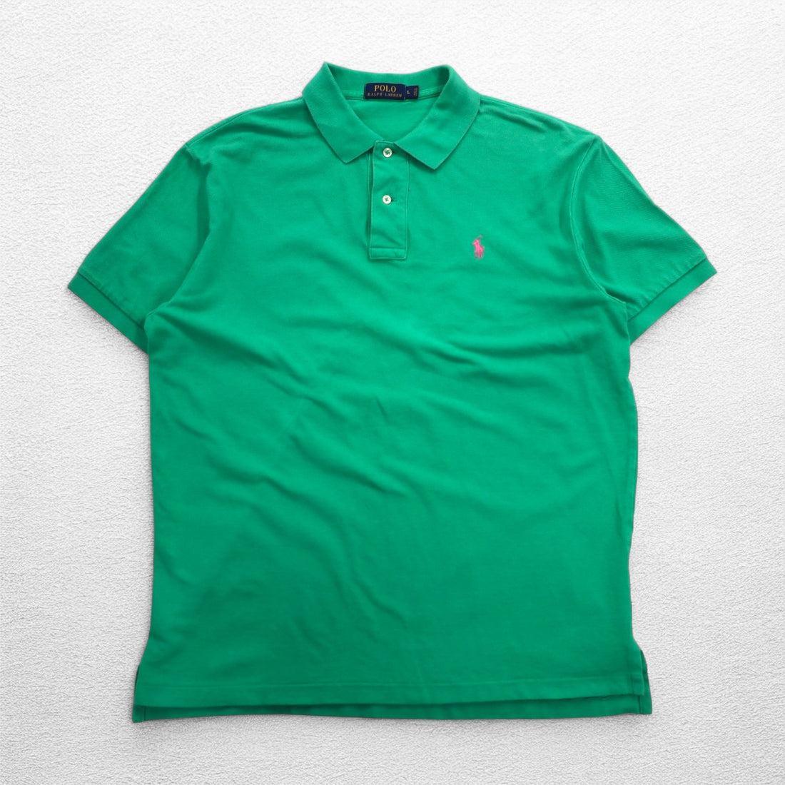 POLO RALPH LAUREN Polo shirt L Green Cotton Pique Small pony embroidery