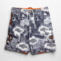 HARLEY DAVIDSON Amphibious All-Over Print Board Shorts Shorts XL Grey Nylon