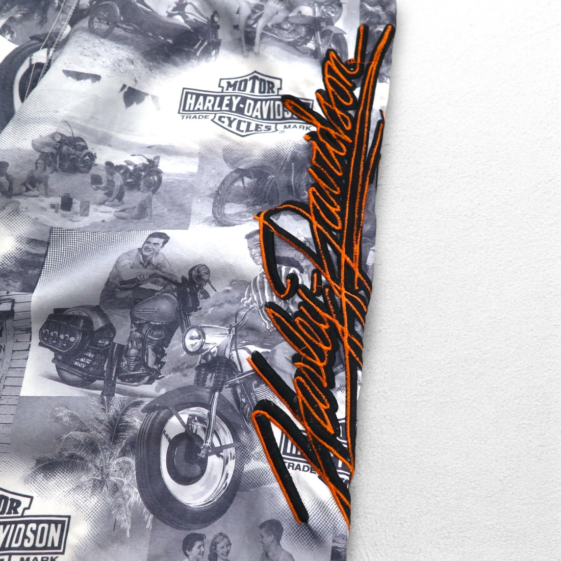HARLEY DAVIDSON Amphibious All-Over Print Board Shorts Shorts XL Grey Nylon
