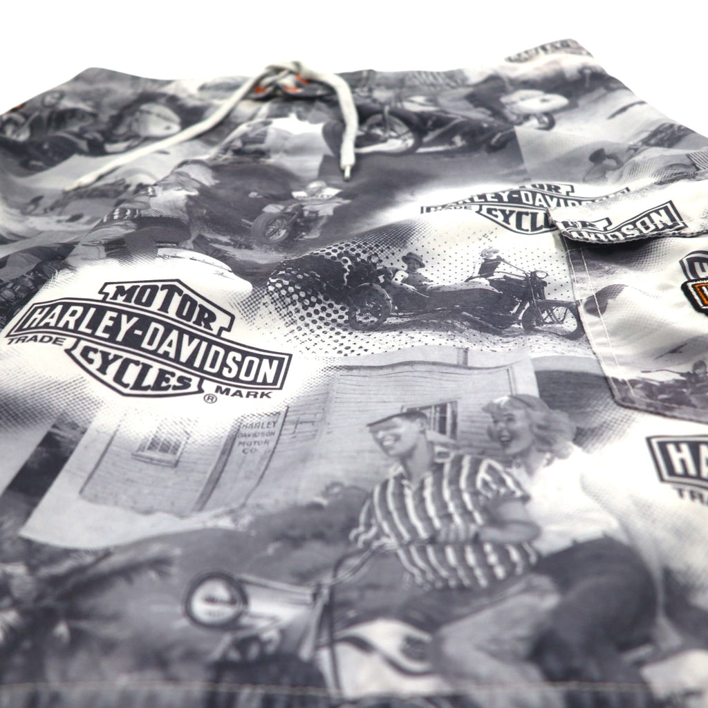 HARLEY DAVIDSON Amphibious All-Over Print Board Shorts Shorts XL Grey Nylon