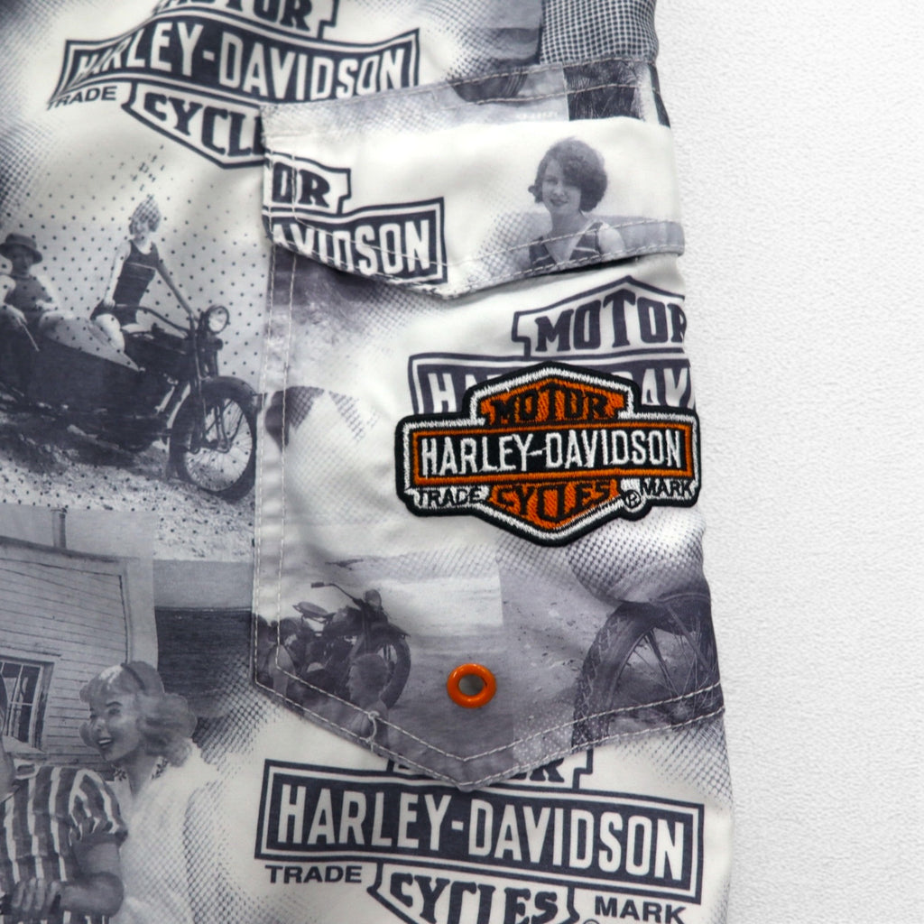 HARLEY DAVIDSON Amphibious All-Over Print Board Shorts Shorts XL Grey Nylon