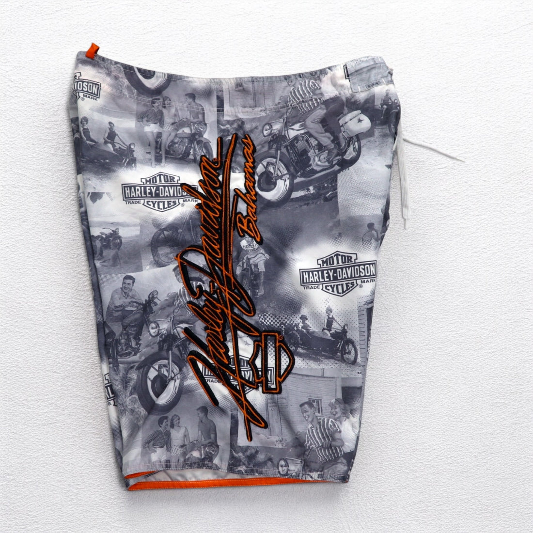 HARLEY DAVIDSON Amphibious All-Over Print Board Shorts Shorts XL Grey Nylon