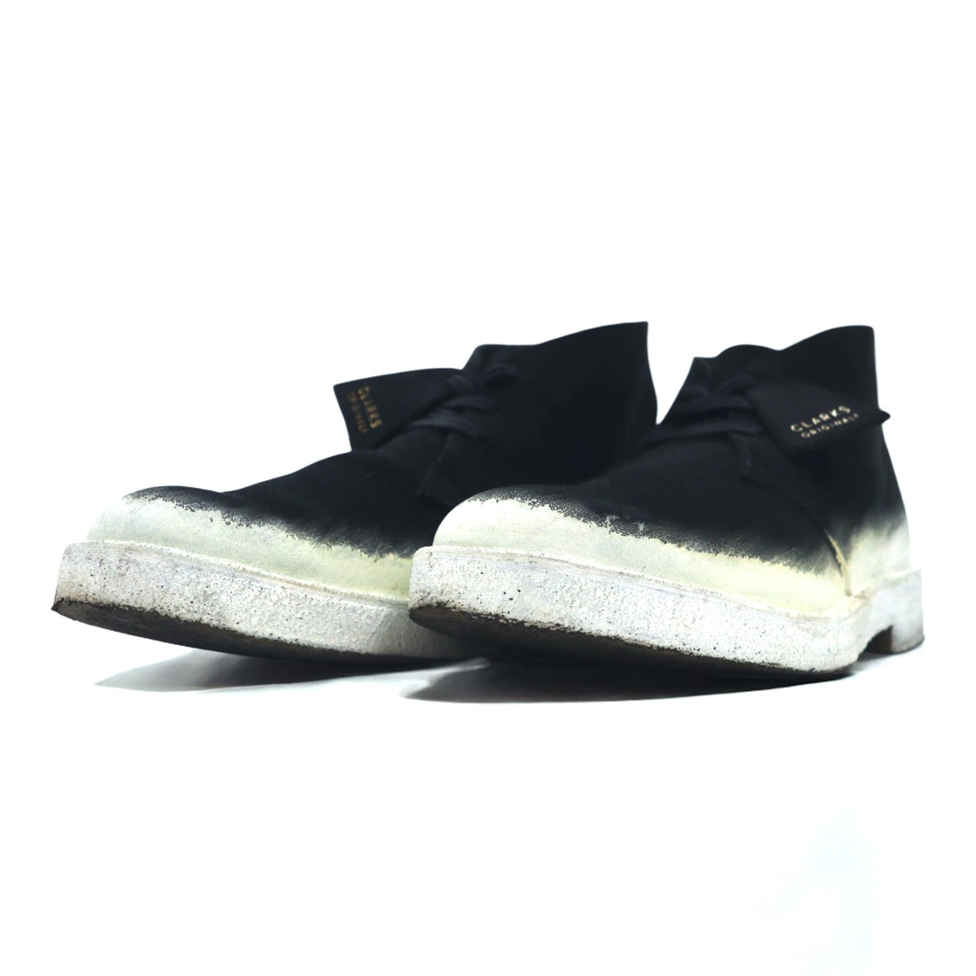 Clarks 70th Anniversary Model 221 Desert Boots Made in Portugal, 26.5cm, Black Suede Leather, Paint, Custom Design 22SP-I