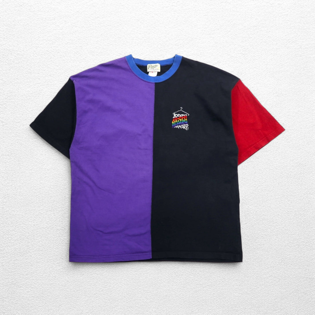 Roots SPORTING GOODS 90s Made in Canada Color Block T-Shirt XL Black Single Point Embroidery