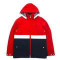 TOMMY HILFIGER Sailing Jacket Mountain Parka M Red Tricolor Double Zip Detachable Hood