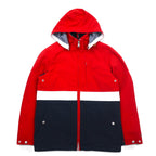 TOMMY HILFIGER Sailing Jacket Mountain Parka M Red Tricolor Double Zip Detachable Hood