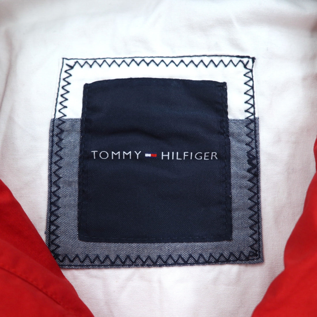 TOMMY HILFIGER Sailing Jacket Mountain Parka M Red Tricolor Double Zip Detachable Hood