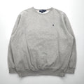Polo by Ralph Lauren 90s Crew Neck Sweatshirt, XL, Gray Cotton with Small Pony Embroidery