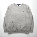 Polo by Ralph Lauren 90s Crew Neck Sweatshirt, XL, Gray Cotton with Small Pony Embroidery