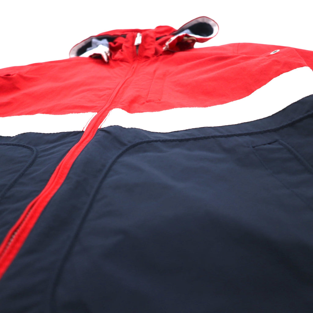 TOMMY HILFIGER Sailing Jacket Mountain Parka M Red Tricolor Double Zip Detachable Hood