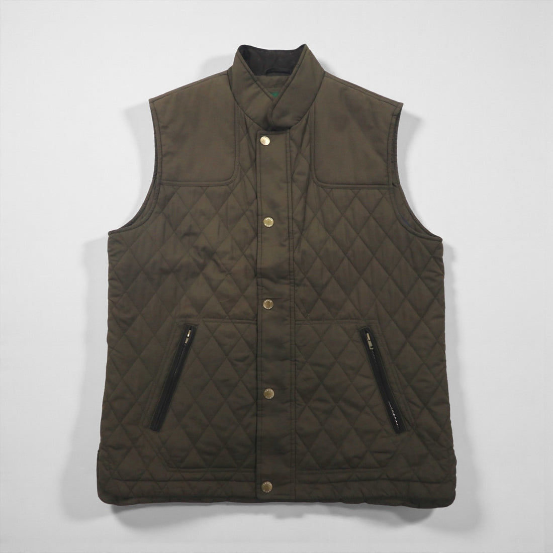 ORVIS Quilted Hunting Vest, Large, Khaki Padded Double Zip, 2SHT
