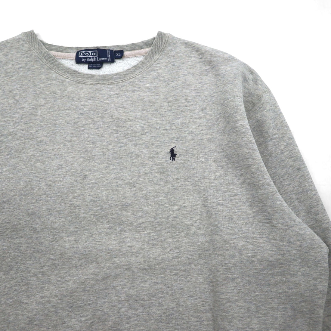 Polo by Ralph Lauren 90s Crew Neck Sweatshirt, XL, Gray Cotton with Small Pony Embroidery