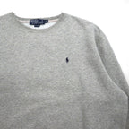 Polo by Ralph Lauren 90s Crew Neck Sweatshirt, XL, Gray Cotton with Small Pony Embroidery