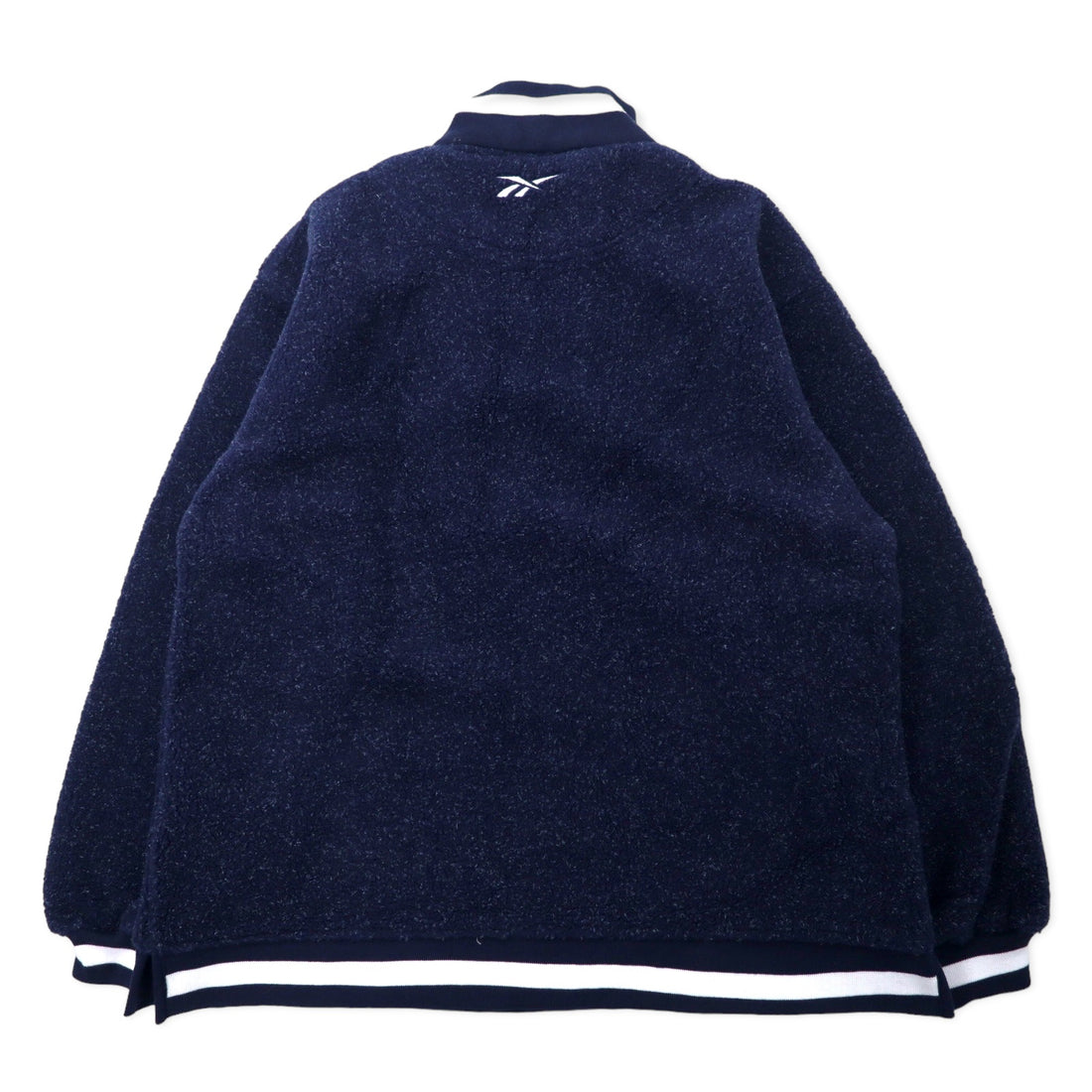 Reebok 90's Half Zip Boa Fleece Jacket S Navy Polyester Vector Logo Embroidery Big Size