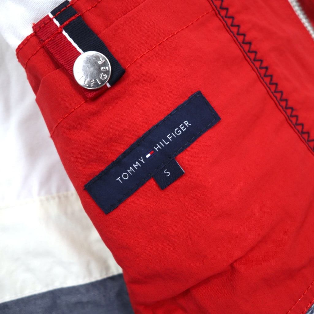 TOMMY HILFIGER Sailing Jacket Mountain Parka M Red Tricolor Double Zip Detachable Hood