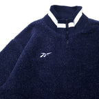 Reebok 90's Half Zip Boa Fleece Jacket S Navy Polyester Vector Logo Embroidery Big Size
