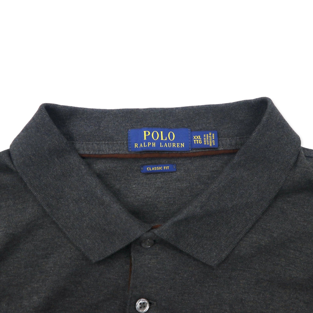 POLO RALPH LAUREN 長袖 ポロシャツ XXL カーキ コットン CLASSIC FIT スモールポニー刺繍 ビッグサイズ
