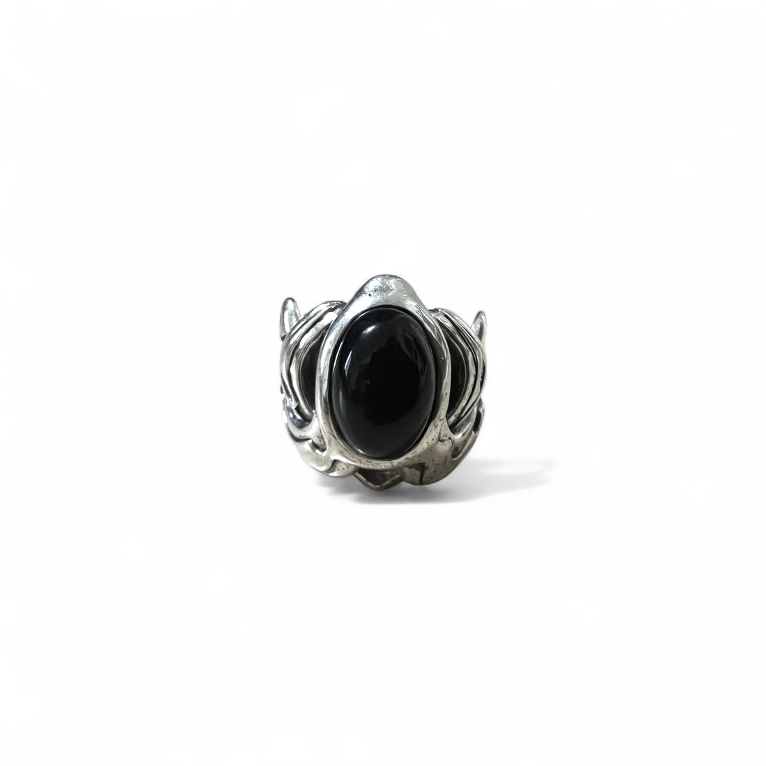M's COLLECTION Onyx Stone Tribal Ring, Size 20, Silver