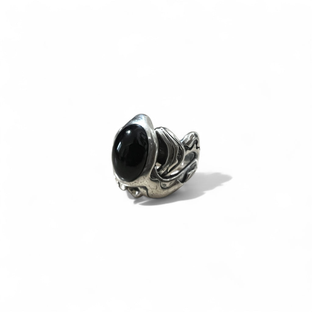 M's COLLECTION Onyx Stone Tribal Ring, Size 20, Silver