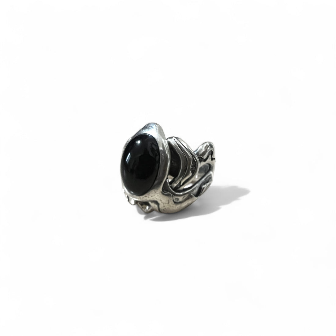 M's COLLECTION Onyx Stone Tribal Ring, Size 20, Silver