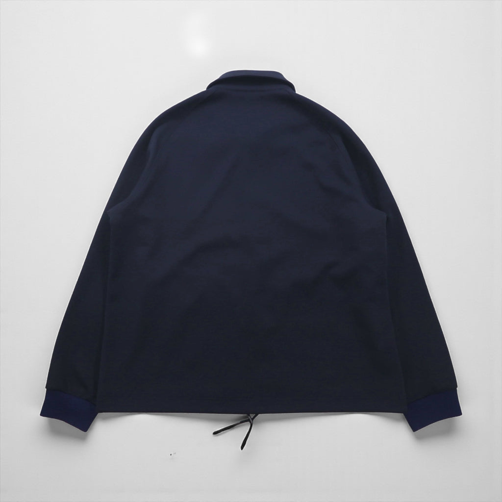 FRED PERRY ジャージー コーチジャケット M ネイビー ポリエステル ドローコード スナップボタン