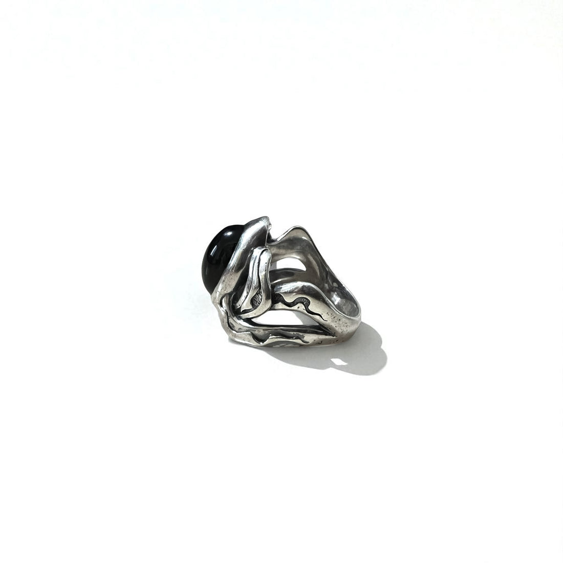 M's COLLECTION Onyx Stone Tribal Ring, Size 20, Silver