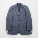 Harris Tweed Made in Scotland 2B Tailored Jacket, Leather, Large, Navy Wool, 100th Anniversary Limited Edition