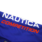 NAUTICA COMPETITION 00年代 セーリングジャケット L ブルー ナイロン 袖ロゴ刺繍 フード収納式