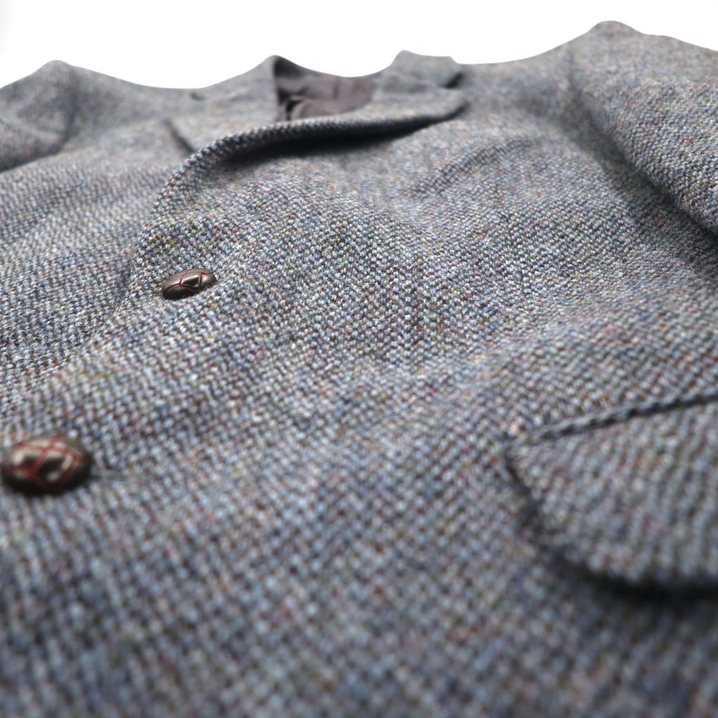 Harris Tweed Made in Scotland 2B Tailored Jacket, Leather, Large, Navy Wool, 100th Anniversary Limited Edition