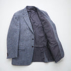 Harris Tweed Made in Scotland 2B Tailored Jacket, Leather, Large, Navy Wool, 100th Anniversary Limited Edition