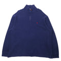 日本然リトテ-古着オンライン-Polo by Ralph Lauren ハーフジップ スウェット XXL ネイビー コットン スモールポニー刺繍 ビッグサイズ-Polo by Ralph Lauren Half Zip Sweatshirt XXL Navy Cotton Small Pony Embroidery Big Size
