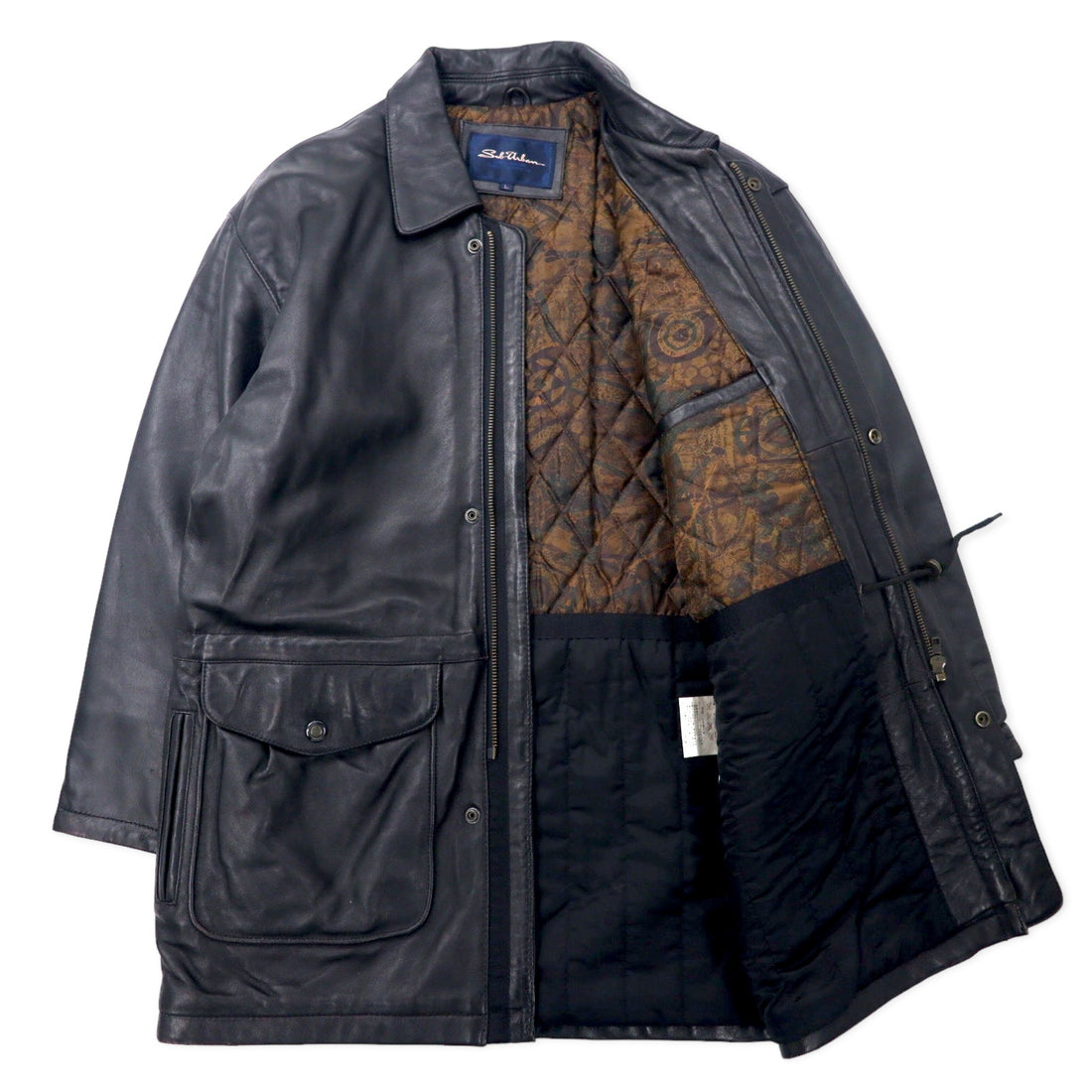 Sub Urban Lamb Leather Car Coat L Black Sheep Leather Quilted Liner