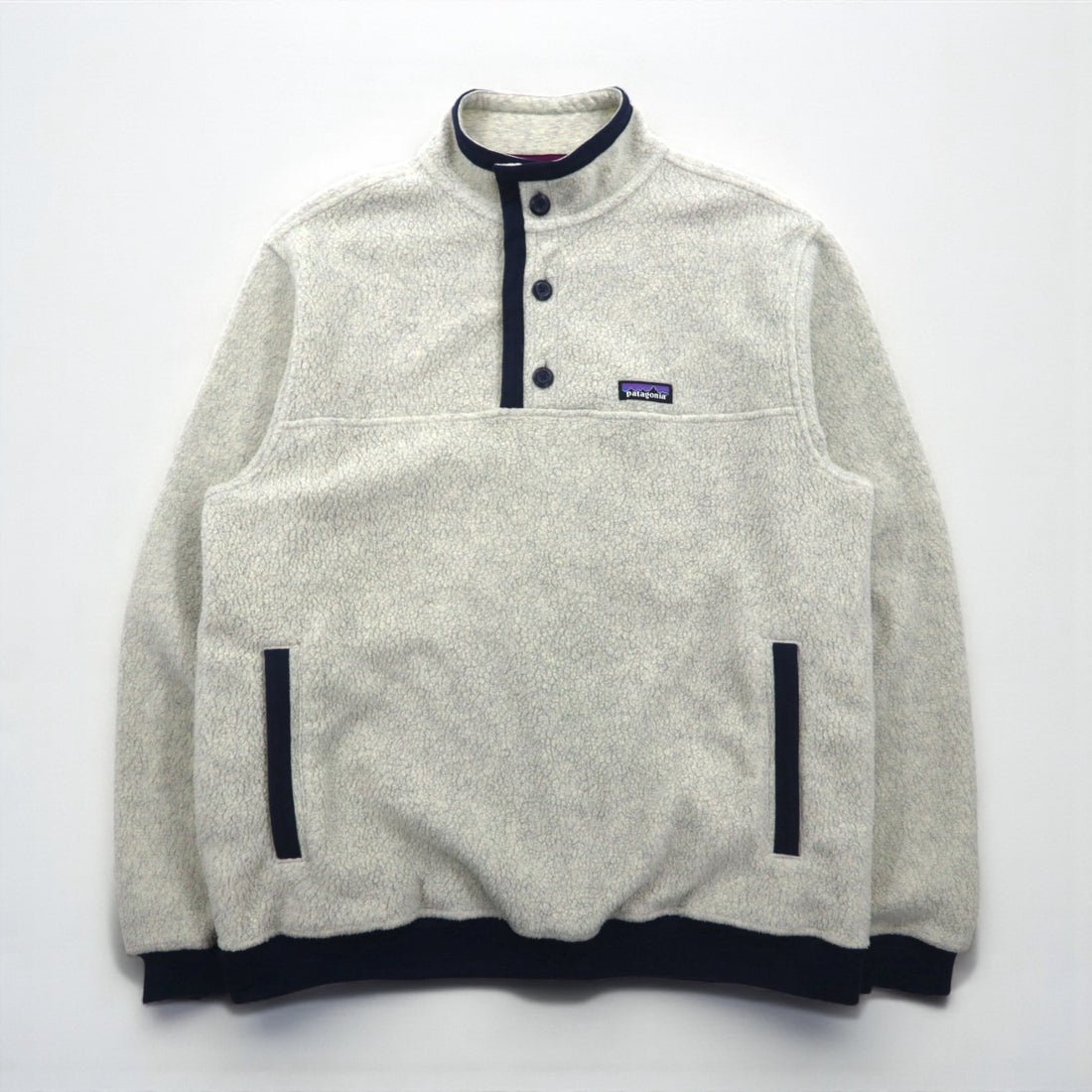 Patagonia Sheer Ring Half Button Pullover Fleece Jacket, Large, White, 26140