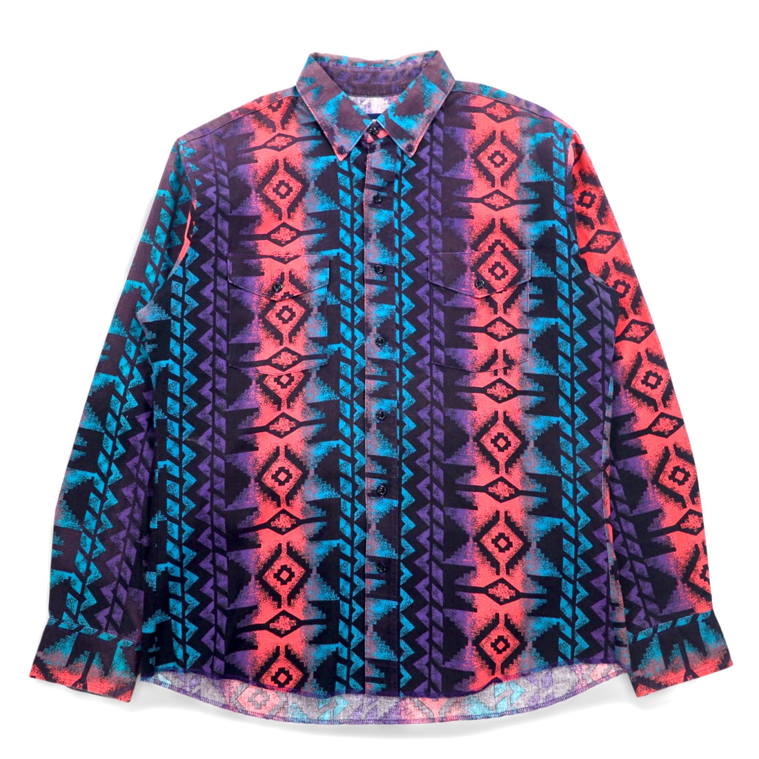 WRANGLER 90s Native American Button-Down Shirt, XL, Black, Purple, Cotton