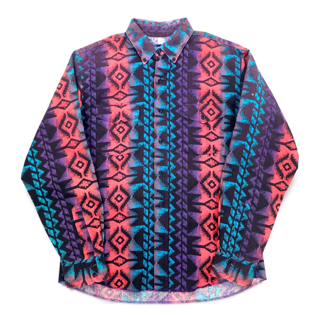 WRANGLER 90s Native American Button-Down Shirt, XL, Black, Purple, Cotton