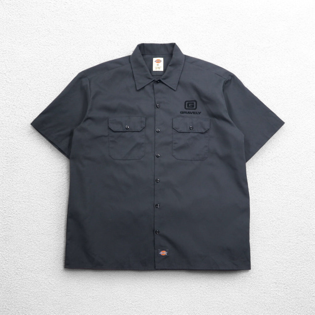 Dickies Short Sleeve Work Shirt, XL, Grey, Double Pocket, American Company, One Point Embroidery, GRAVELY