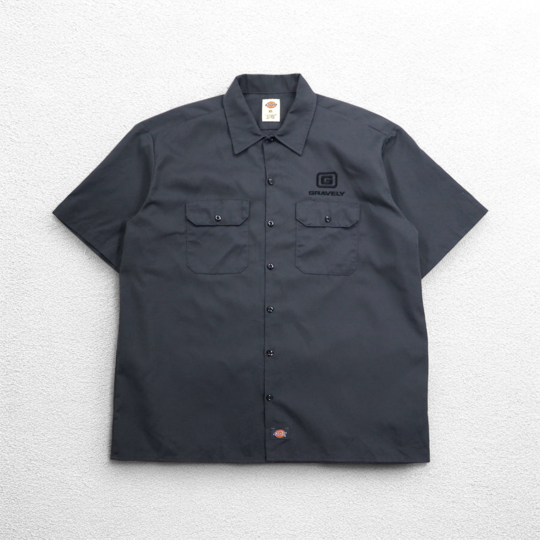 Dickies Short Sleeve Work Shirt, XL, Grey, Double Pocket, American Company, One Point Embroidery, GRAVELY