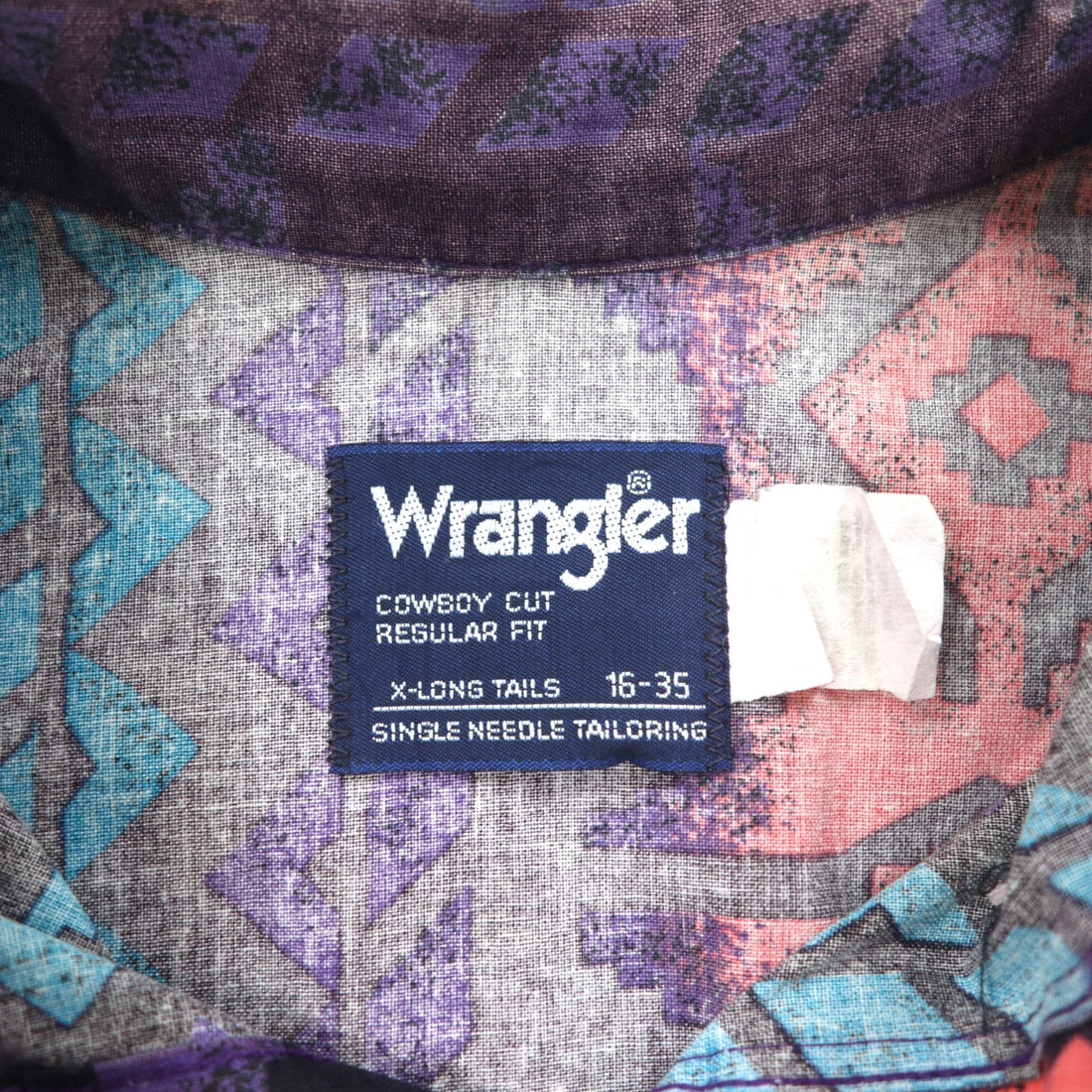 WRANGLER 90s Native American Button-Down Shirt, XL, Black, Purple, Cotton