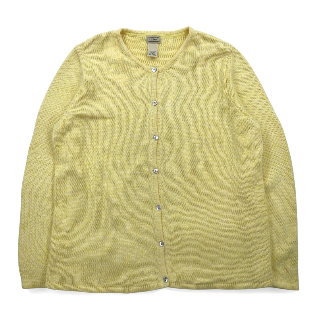 LLBean 90s Cotton Knit Cardigan XL Yellow FGF5