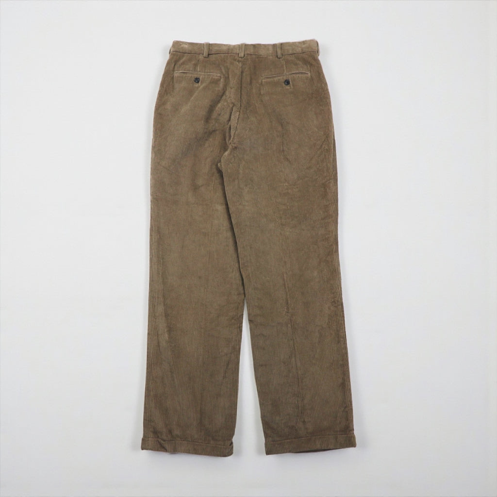 NAUTICA 90s 2-Tuck Wide Corduroy Chino Pants, Large, Brown Cotton, Pleated